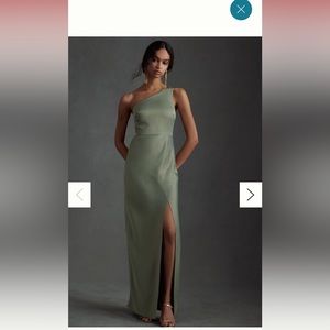 NWT BHLDN Dylan One-Shoulder Satin Side-Split Gown